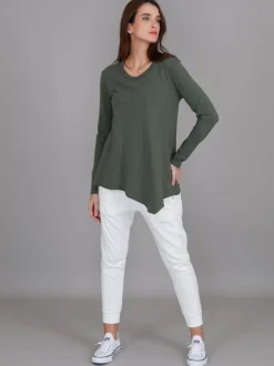 3rd Story Adelaide Asymmetrical Hem T Shirt< Long Sleeves