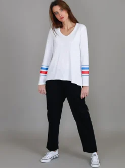 3rd Story Alberta Triple Stripe Band T Shirt< Long Sleeves