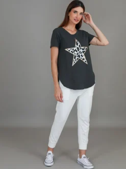 3rd Story Alice Leopard Star Print T Shirt< Short Sleeves