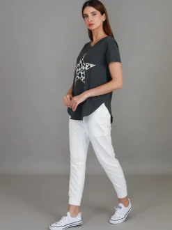 3rd Story Alice Leopard Star Print T Shirt< Short Sleeves