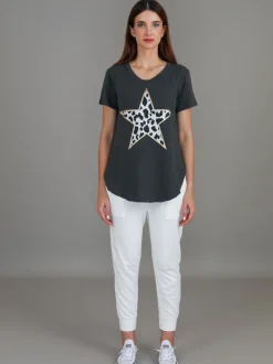 3rd Story Alice Leopard Star Print T Shirt< Short Sleeves
