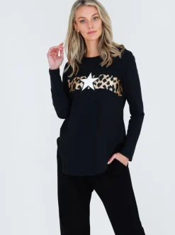 3rd Story Alvie Leopard Print Long Sleeve T Shirt< Long Sleeves