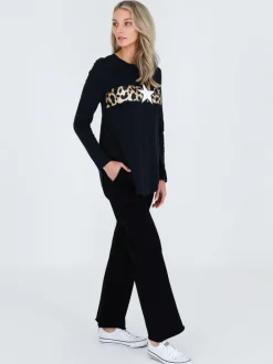3rd Story Alvie Leopard Print Long Sleeve T Shirt< Long Sleeves