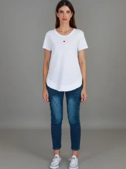 3rd Story Amelie Mini Heart Embroidery T Shirt< Short Sleeves