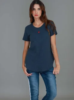 3rd Story Amelie Mini Heart Embroidery T Shirt< Short Sleeves