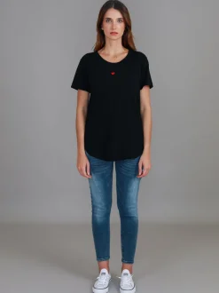 3rd Story Amelie Mini Heart Embroidery T Shirt< Short Sleeves