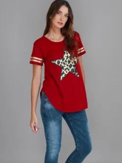 3rd Story Ava Leopard Star Short Sleeve T Shirt< Short Sleeves