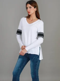 3rd Story Carmel Contrasting Band Long Sleeve T Shirt< Long Sleeves