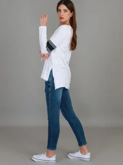 3rd Story Carmel Contrasting Band Long Sleeve T Shirt< Long Sleeves