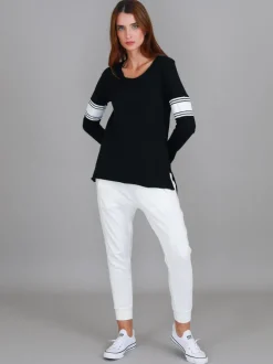 3rd Story Carmel Contrasting Band Long Sleeve T Shirt< Long Sleeves