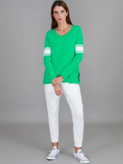 3rd Story Carmel Contrasting Band Long Sleeve T Shirt< Long Sleeves