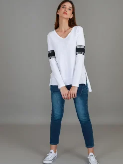 3rd Story Carmel Contrasting Band Long Sleeve T Shirt< Long Sleeves