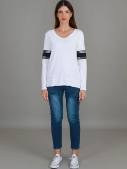 3rd Story Carmel Contrasting Band Long Sleeve T Shirt< Long Sleeves