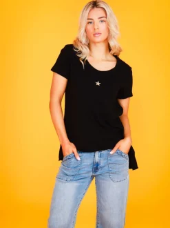 3rd Story Cathie Embroidery Star Short Sleeve T Shirt< Short Sleeves