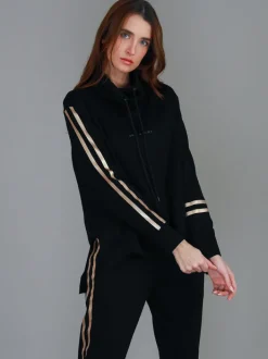 3rd Story Darcy Golden Stripes Funnel Neck Sweatshirt< Sweatshirts|Sweatshirts
