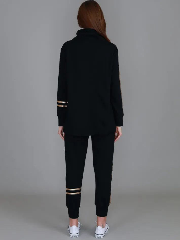 3rd Story Darcy Golden Stripes Funnel Neck Sweatshirt< Sweatshirts|Sweatshirts