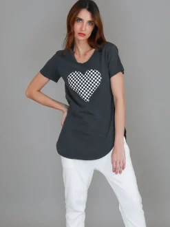 3rd Story Doreen Check Heart Short Sleeve T Shirt< Short Sleeves