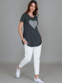 3rd Story Doreen Check Heart Short Sleeve T Shirt< Short Sleeves