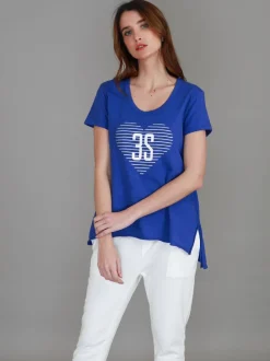 3rd Story Ellie 3S Logo Stripe Heart Short Sleeve T Shirt< Short Sleeves