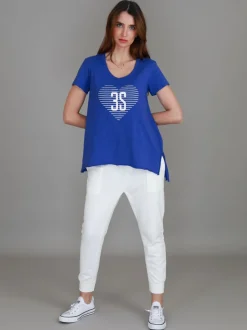 3rd Story Ellie 3S Logo Stripe Heart Short Sleeve T Shirt< Short Sleeves