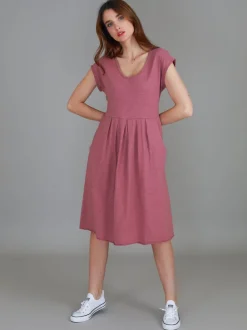 3rd Story Evelyn Midi Dress with Pockets< Short Sleeve Dress