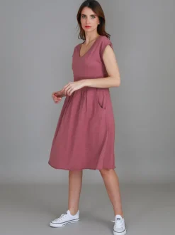 3rd Story Evelyn Midi Dress with Pockets< Short Sleeve Dress