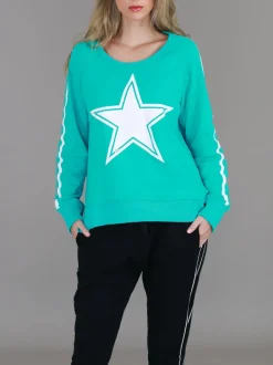 3rd Story Gerry Superstar Print with Stripe Sleeve Sweatshirt< Sweatshirts|Sweatshirts