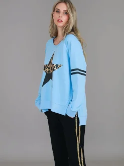 3rd Story Ginger Leopard Print Splice Star Sweatshirt< Sweatshirts|Sweatshirts