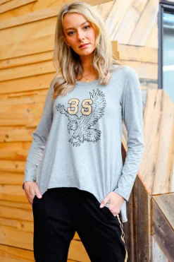 3rd Story Ginny Eagle Print Long Sleeve T Shirt< Long Sleeves