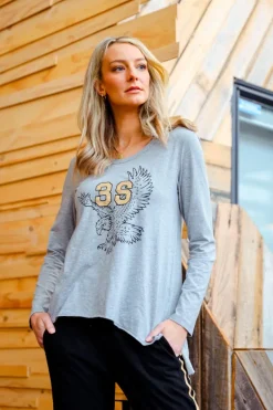 3rd Story Ginny Eagle Print Long Sleeve T Shirt< Long Sleeves