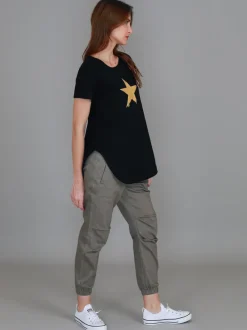 3rd Story Hara Glitter Gold Star Short Sleeve T Shirt< Short Sleeves