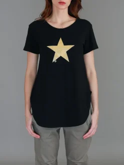 3rd Story Hara Glitter Gold Star Short Sleeve T Shirt< Short Sleeves