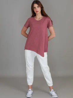3rd Story Helena Asymmetrical Hem T Shirt< Short Sleeves