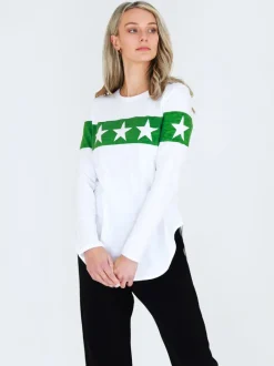 3rd Story Holland Star Band White Graphic T Shirt< Long Sleeves