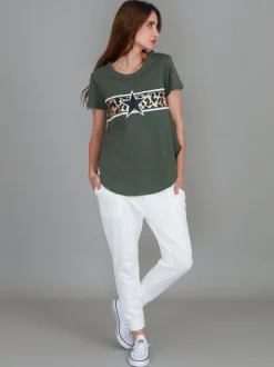 3rd Story Imogen Leopard Star Short Sleeve T Shirt< Short Sleeves