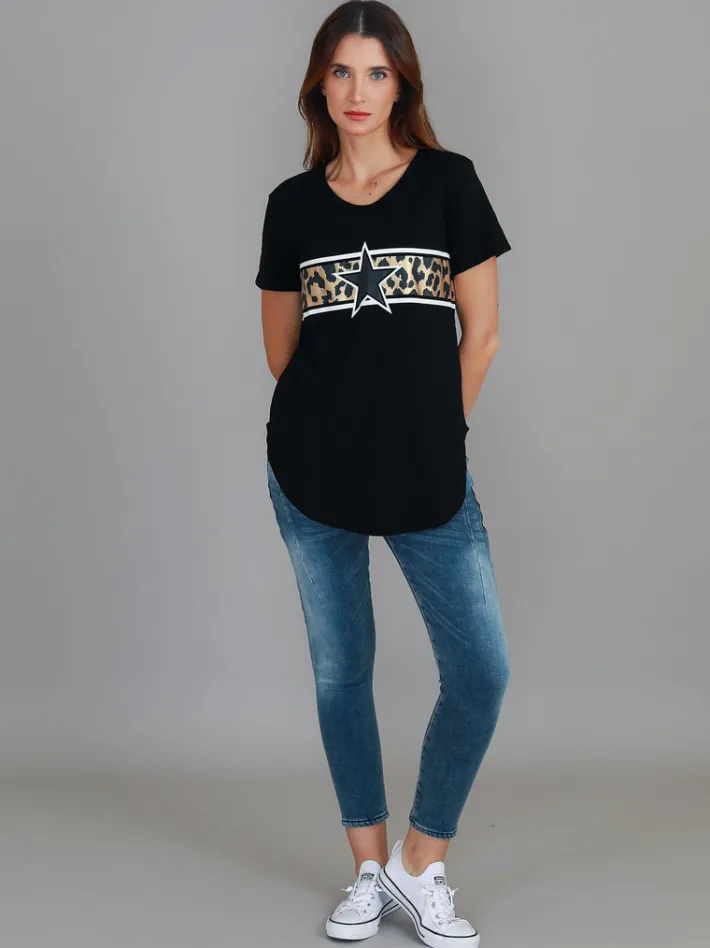 3rd Story Imogen Leopard Star Short Sleeve T Shirt< Short Sleeves