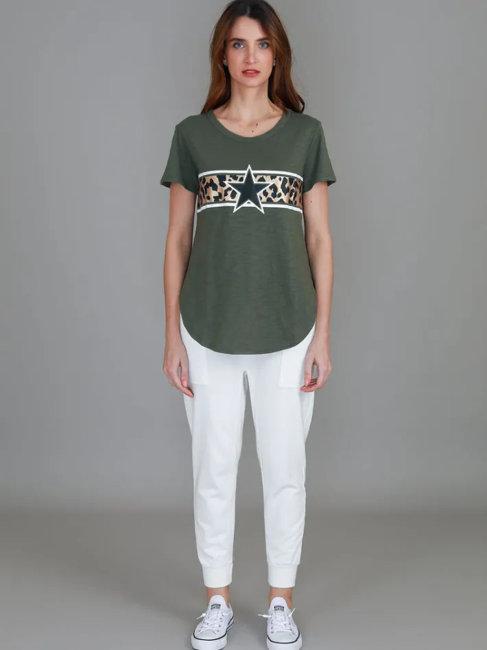 3rd Story Imogen Leopard Star Short Sleeve T Shirt< Short Sleeves