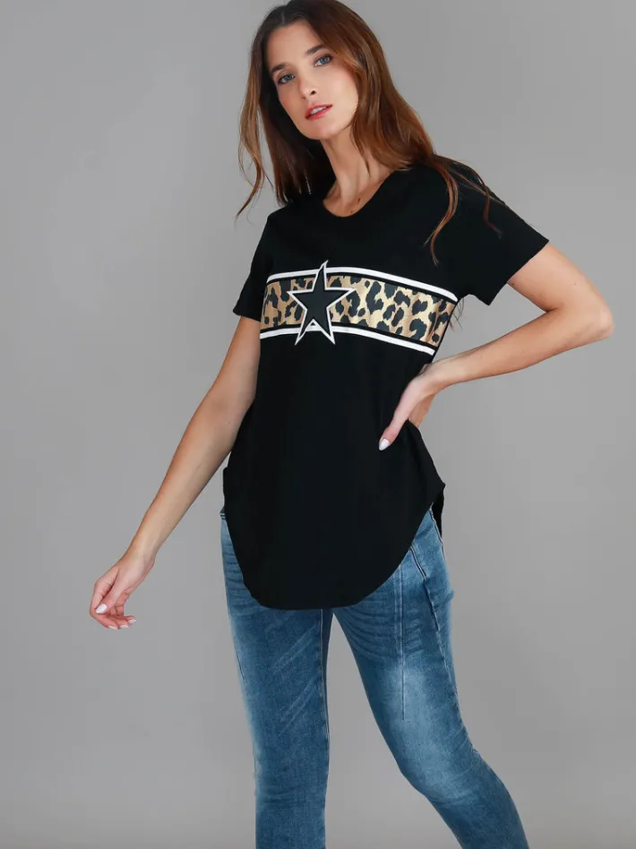 3rd Story Imogen Leopard Star Short Sleeve T Shirt< Short Sleeves