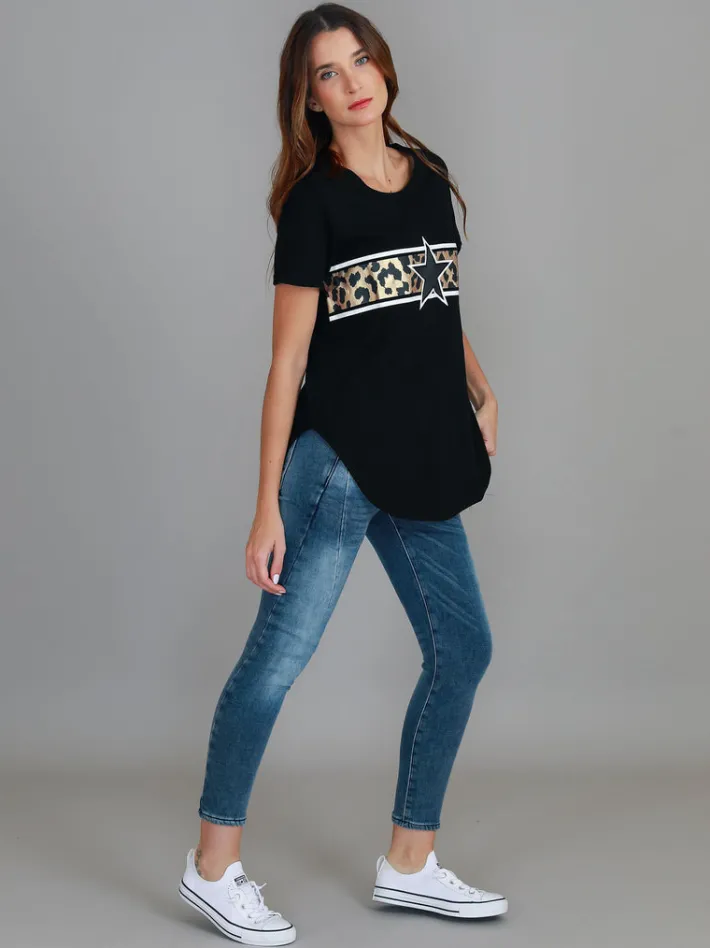 3rd Story Imogen Leopard Star Short Sleeve T Shirt< Short Sleeves