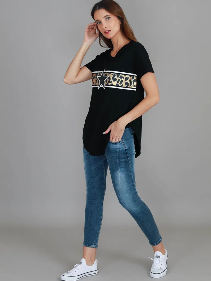3rd Story Imogen Leopard Star Short Sleeve T Shirt< Short Sleeves