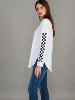 3rd Story Izzy - Ana Check Print Long Sleeve T Shirt< Long Sleeves