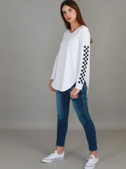 3rd Story Izzy - Ana Check Print Long Sleeve T Shirt< Long Sleeves