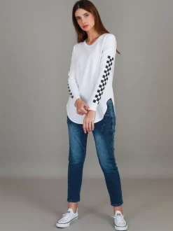 3rd Story Izzy - Ana Check Print Long Sleeve T Shirt< Long Sleeves