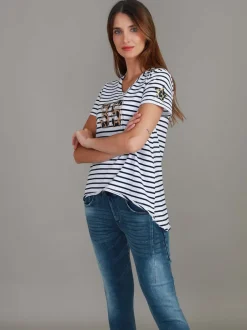 3rd Story Izzy 3S Leopard Stripe T Shirt< Short Sleeves