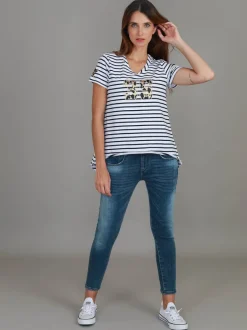 3rd Story Izzy 3S Leopard Stripe T Shirt< Short Sleeves