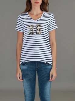 3rd Story Izzy 3S Leopard Stripe T Shirt< Short Sleeves