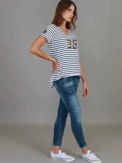 3rd Story Izzy 3S Leopard Stripe T Shirt< Short Sleeves