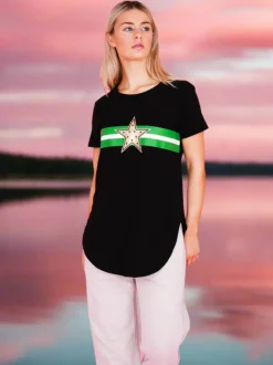 3rd Story Jill Gold Star with Stripes T Shirt< Short Sleeves