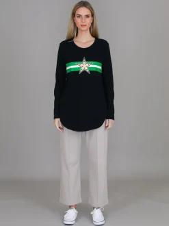 3rd Story Jolie Gold Star Long Sleeve T Shirt< Long Sleeves