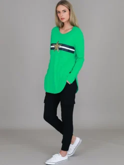 3rd Story Jolie Gold Star Long Sleeve T Shirt< Long Sleeves